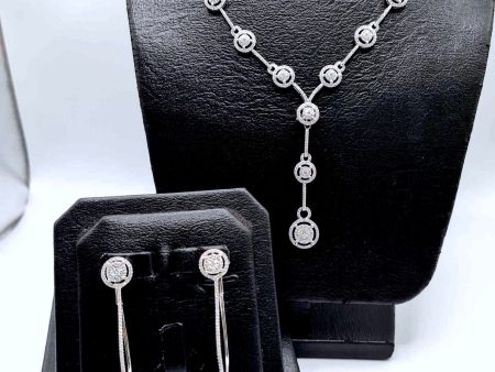 PREORDER | Round Hoop Diamond Earrings & Diamond Necklace 14kt For Cheap