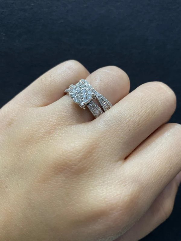 PREORDER | Classic Round Paved Band Twin Pair Diamond Ring 14kt For Sale