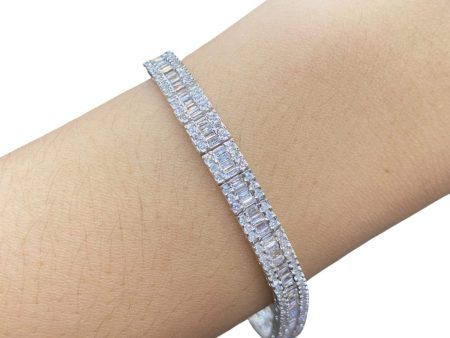 Unisex Baguette Square Full Eternity Diamond Bracelet 14kt Online now