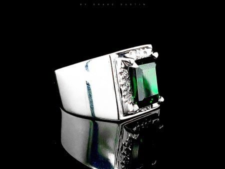 LVNA Signatures 5ct Green Emerald Unisex Gemstones Diamond Ring 14kt Online Sale