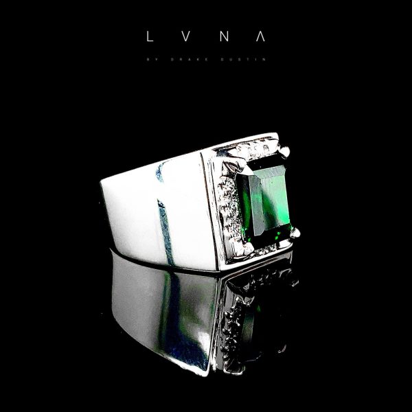 LVNA Signatures 5ct Green Emerald Unisex Gemstones Diamond Ring 14kt Online Sale