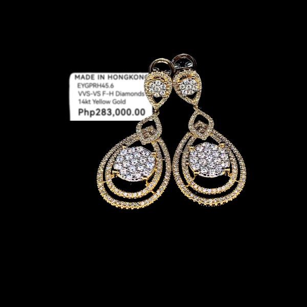 PREORDER | Golden Round Halo Dangling Diamond Earrings 14kt Online Sale