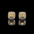 Yellow Rare Colored Diamond Square Paved Diamond Earrings 18kt Online