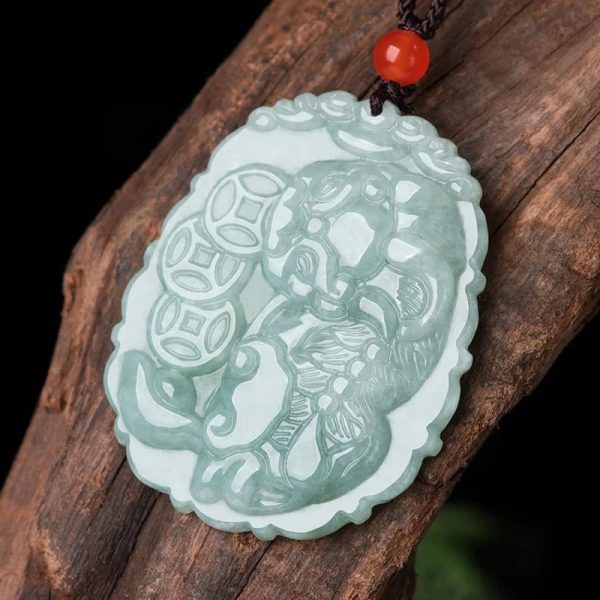 The Vault | Natural Myanmar Pi Xiu Hand Carved Jadeite Necklace For Cheap