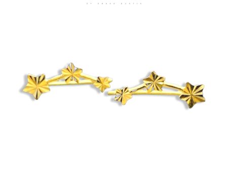 #GOLD2024 | 18K Golden Triple Star Lightweight Earrings Fashion