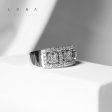 Trio Square Halo Diamond Ring 18kt on Sale