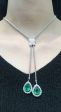 LVNA Signatures™️Twin Teardrop Colombian Emerald Drop Gemstones Diamond Necklace 14kt Fashion