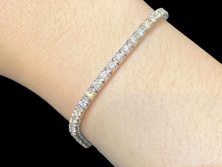 Tennis Full Eternity Diamond Bracelet 14kt For Sale