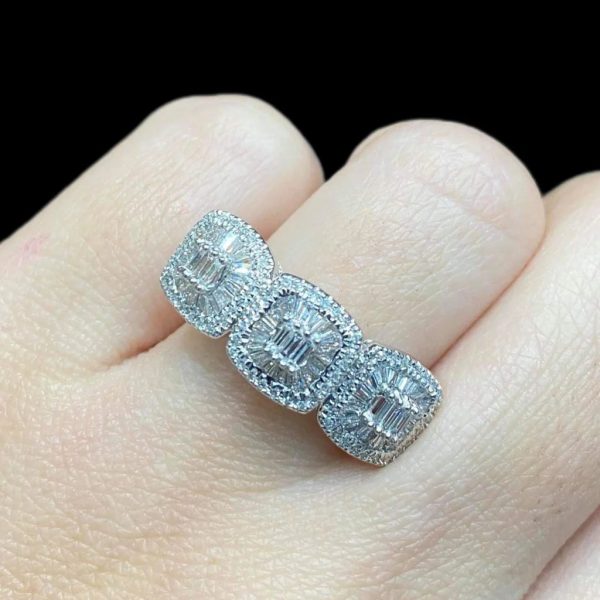 Trio Cushion Half Eternity Diamond Ring 14kt Online