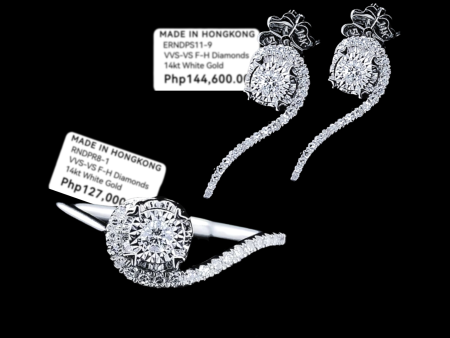 Swirl Dangle Round Diamond Jewelry Set 14kt Supply