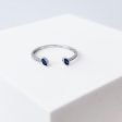 Twin Blue Sapphire Diamond Ring 18kt Online now