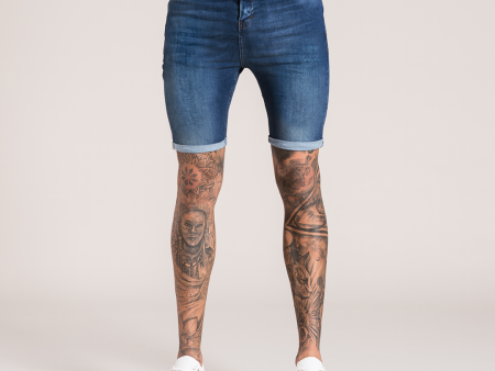 Signature Skinny Stretch Denim Short - Dark Blue Hot on Sale