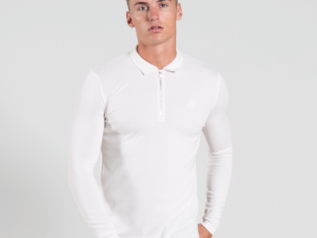 Gatten Long Sleeve Polo Shirt - Off White For Sale