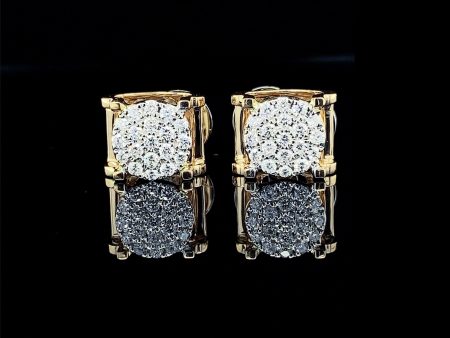 Golden Classic Round Cathedral Stud Diamond Earrings 14kt on Sale