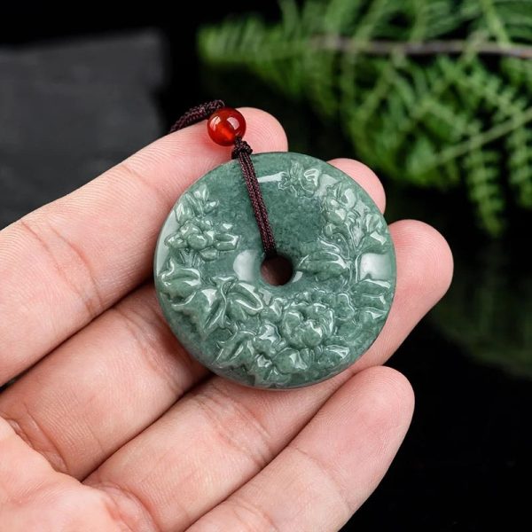 THE VAULT | Genuine Natural Ping An Hand Carved Jadeite Necklace Sale