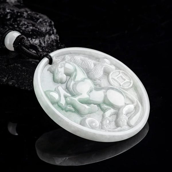 THE VAULT | Genuine Natural Myanmar Hand Carved Jadeite Zodiac Necklace Cheap