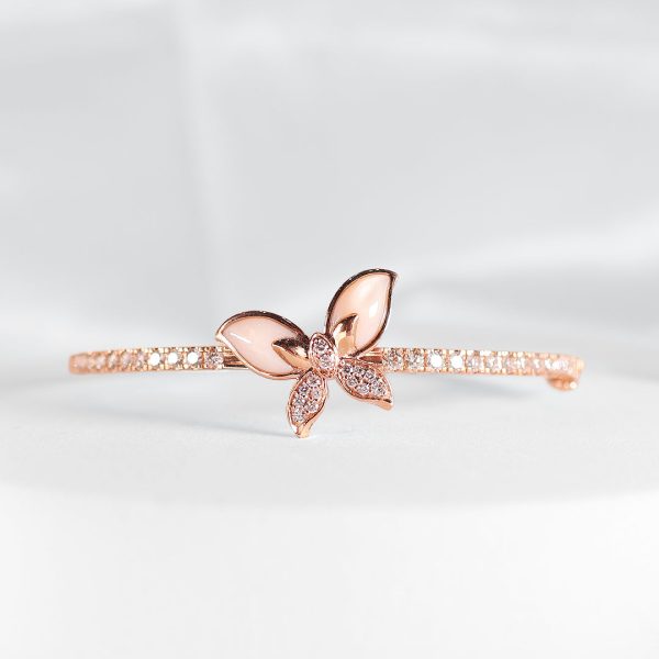 The Ivana Butterfly Mother of Pearl Paved Diamond Bracelet Bangle 18kt | Editor’s Pick Online