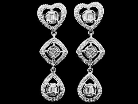 Trio Shape Dangling Diamond Earrings 14kt For Cheap