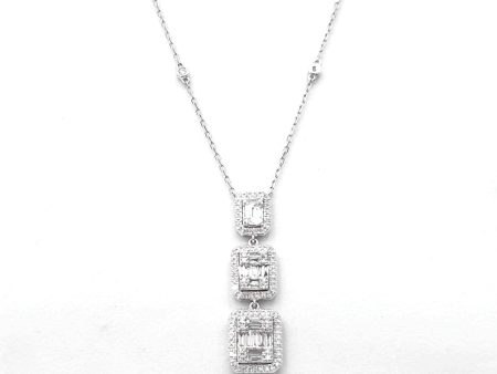 Trio Emerald Baguette Diamond Necklace 14kt Cheap