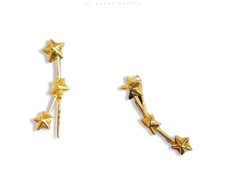 #GOLD2024 | 18K Golden Triple Star Earrings Sale