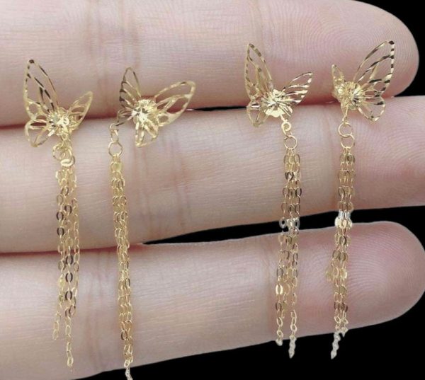 #GOLD2024 | Golden Butterfly Dangling Earrings 18kt Online now