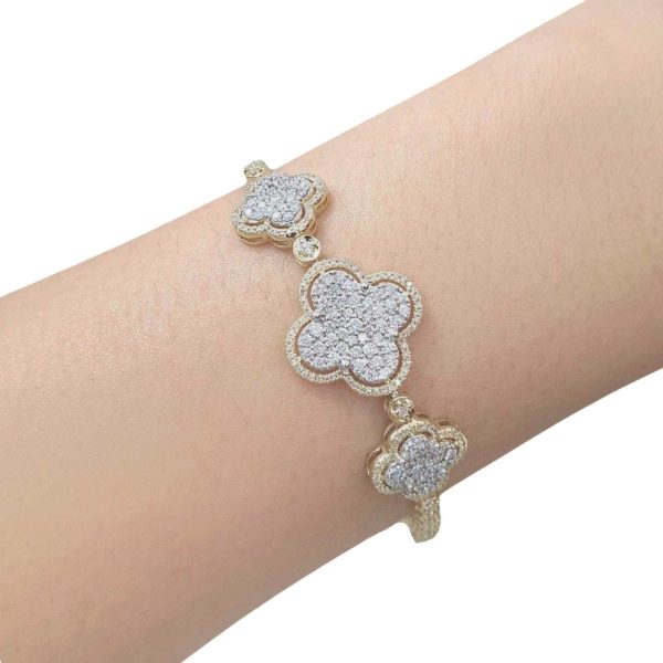 Trinity Lucky Clover Paved Diamond Bracelet 14kt Online