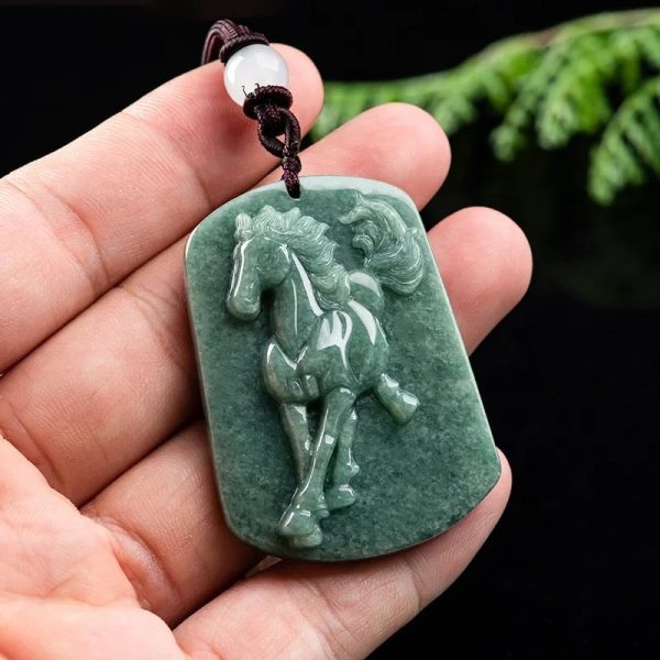 THE VAULT | Genuine Natural Horse Hand Carved Jadeite Necklace Online Sale