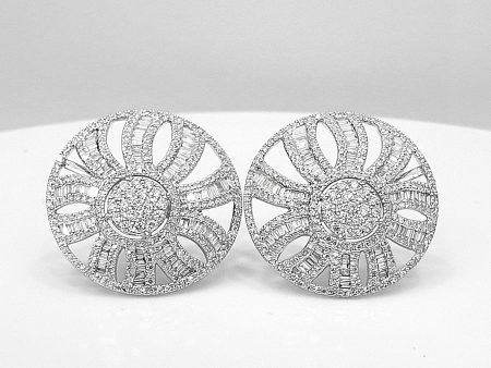 Large Round Baguette Diamond Earrings 14kt Online