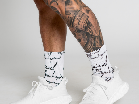 B33 Script Sock Triple Pack - White Fashion