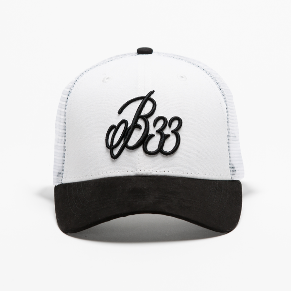 B33 Cap - White Black Fashion