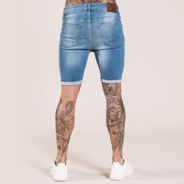 Thiago Skinny Stretch Denim Short - Light Blue Online now