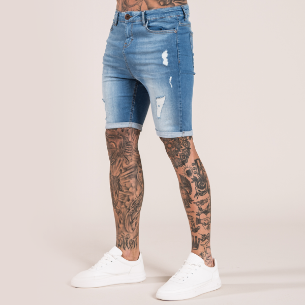 Thiago Skinny Stretch Denim Short - Light Blue Online now