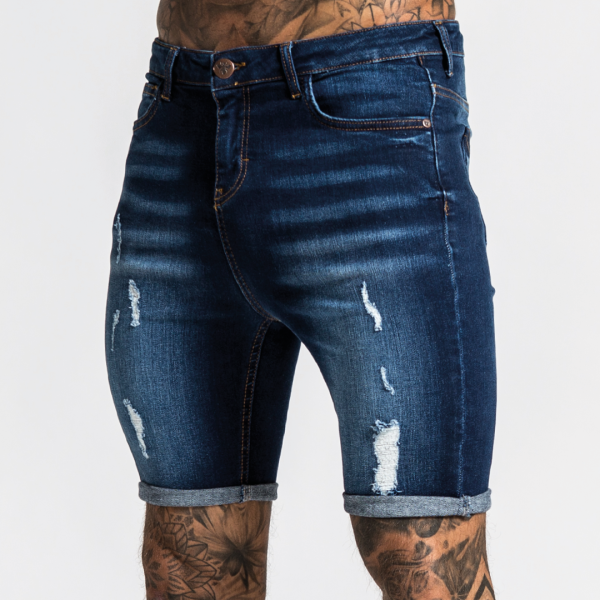 Luca Skinny Stretch Short - Distressed Blue Supply