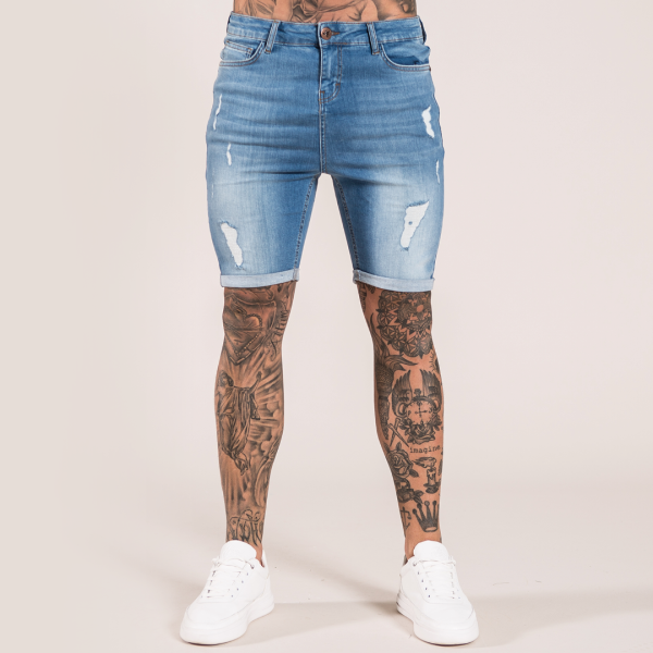 Thiago Skinny Stretch Denim Short - Light Blue Online now